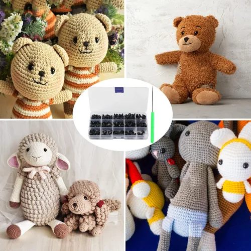 Miniatura 3 de Yexixsr 566 ojos de seguridad para Amigurumi, varios tamaños de ojos y narices de seguridad con arandelas, para oso de peluche, muñeco de peluche