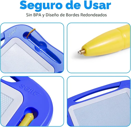 Miniatura 5 de SGILE Pizarra magnética para dibujar para niños, juguetes para niños pequeños de 1, 2 y 3 años – 9.8×7.1 pulgadas, pizarra para garabatear, grabar