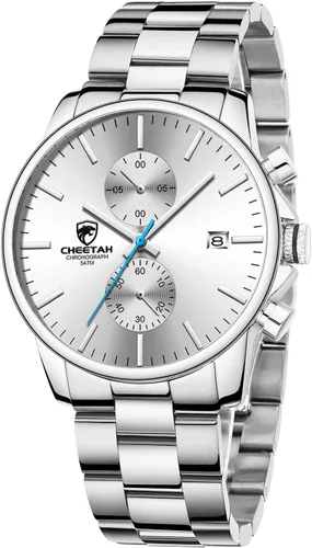 Golden Hour Fashion Business Relojes para hombre con cronógrafo, a prueba de agua, de acero inoxidable, reloj de cuarzo con fecha automática
