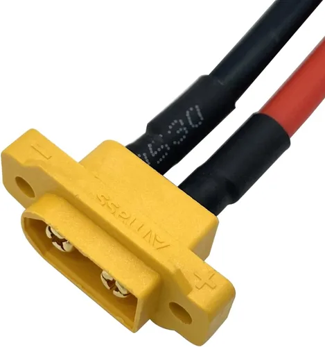 Miniatura 3 de 2 unidades Amass XT60E-M - Conector de batería macho montable, conector de montaje en panel XT60 con cable de 11.8 in para batería RC Lipo FPV