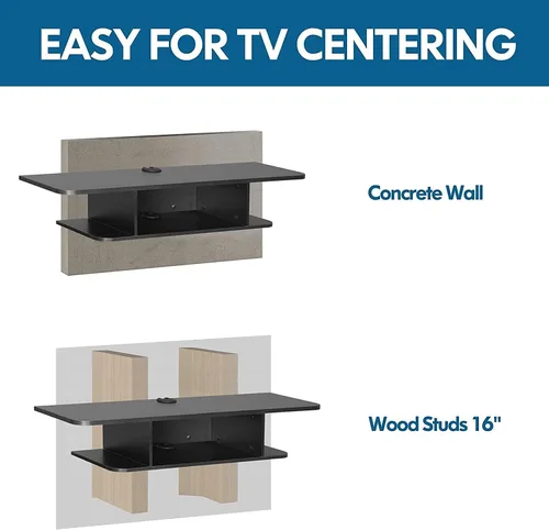 Miniatura 3 de FITUEYES Soporte flotante para TV montado en la pared, estante flotante de entretenimiento debajo de la TV para sala de estar, color negro
