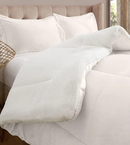 Miniatura 13 de Elegant Comfort Juego de Edredón Sherpa Súper Suave de 2 Piezas de Calidad Premium, Peso Pesado Reversible Alternativa de Plumón Micro-Gamuza, Satén