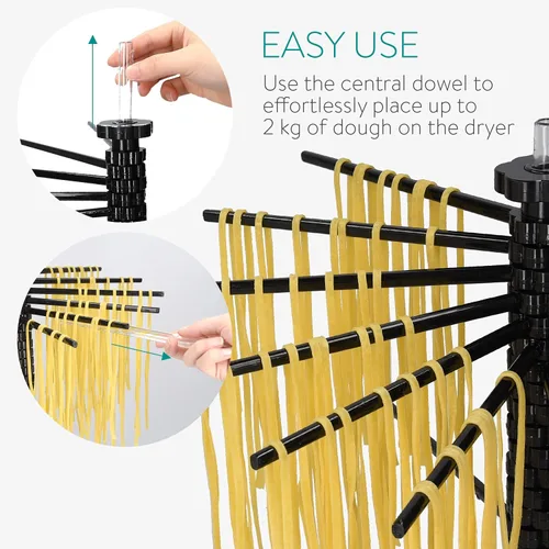 Miniatura 4 de Navaris Escurridor plegable para pasta, soporte alto y compacto para fideos de espaguetis con 16 varillas de plástico, accesorios para hacer pasta