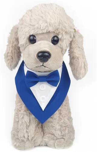 KOOLMOX Disfraz de esmoquin para perro, color azul marino, esmoquin con pajarita para perros medianos y grandes (L, azul)
