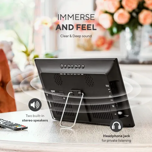 Miniatura 4 de Tyler 13" Monitor LCD de TV portátil con batería, capacidad inalámbrica, HD-TV, HDMI, ranura para tarjeta SD, USB, RCA, AC/DC, radio FM, cargador