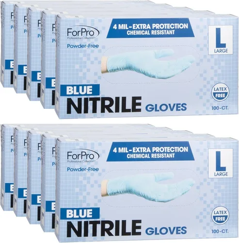 Miniatura 35 de ForPro Disposable Nitrile Gloves, Chemical Resistant, Powder-Free, Latex-Free, Non-Sterile, Food Safe, 4 Mil Negro