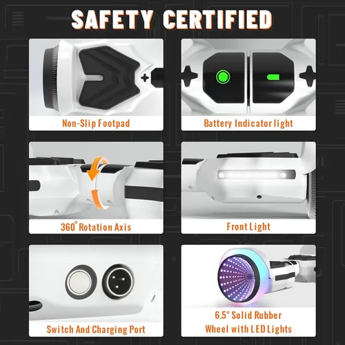 Miniatura 6 de SIMATE Patinete, ruedas LED coloridas iluminadas, altavoces Bluetooth y APP, motores duales de 250W, velocidad máxima de 8.5 mph y alcance máximo