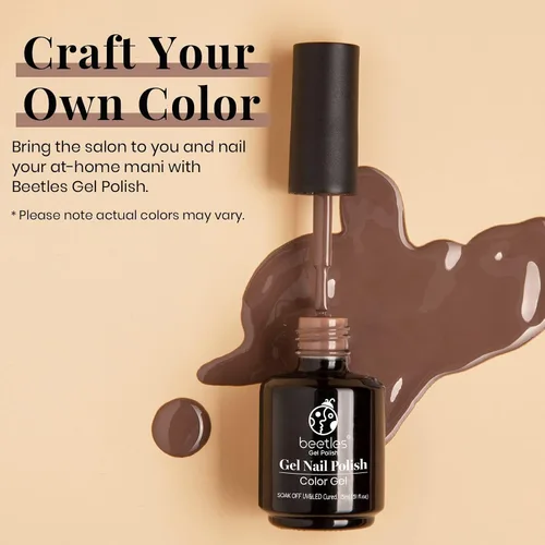 Miniatura 3 de Beetles - Esmalte de uñas de gel marrón – 0.5 onzas líquidas de esmalte de gel marrón oscuro, lámpara LED UV para uñas, regalo de manicura para I