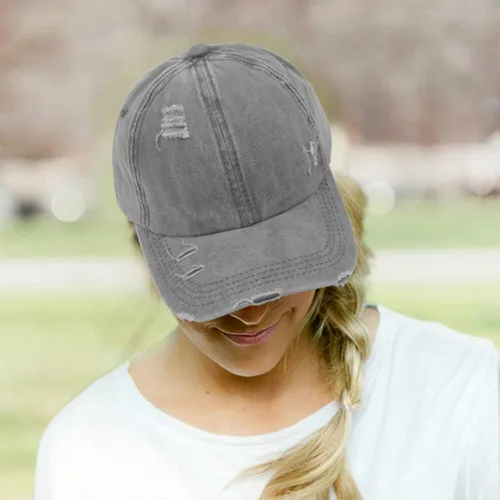 Miniatura 6 de Gorra de béisbol para mujer, diseño de cola de caballo, ajustable, ajustable, para cola de caballo