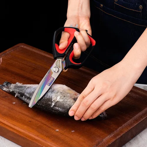 Miniatura 7 de LIVINGO Tijeras de cocina resistentes, con revestimiento de titanio, forjadas en caliente, afiladas, multiusos, de acero inoxidable, para el hogar