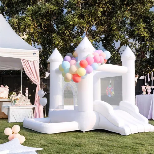 Miniatura 6 de Castillo inflable con soplador, castillo hinchable para interiores y exteriores con hoyo de bolas, adecuado para fiestas familiares, fiestas