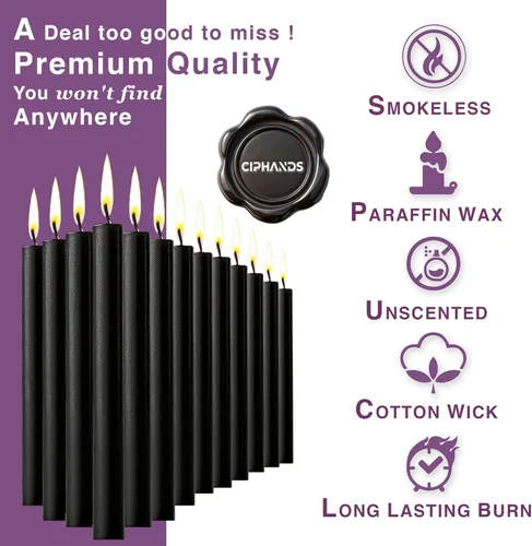 Miniatura 4 de Juego de 20 velas cónicas mini negras de hechizo y carillón - Velas cónicas mini premium para rituales, oración, cumpleaños, meditación, altar - 4