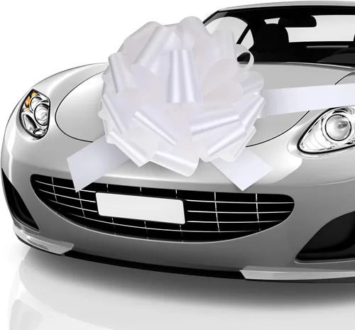 Zonon Lazo Grande para Automóvil Lazo Gigante para Automóvil con Cinta de 20 Pies para Envolver Regalos Grandes Casas Nuevas Regalo Enorme Blanco