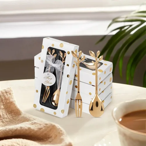 Miniatura 3 de Juego de 30 tenedores y cucharas de boda, cucharadita de café de mariposa con caja de regalo, regalo de regreso de boda, baby shower, decoración