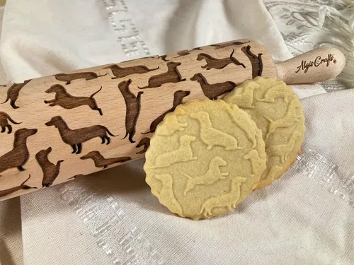 Miniatura 2 de Rodillo grabado en relieve del modelo de los perros salchicha grabado el rodillo con el modelo de los perros