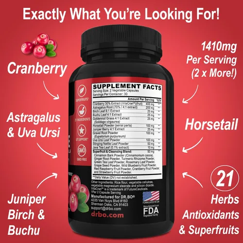 Miniatura 6 de DR. BO Kidney Cleanse Detox y carbón activado – Extracto natural de arándano y Uva Ursi para apoyar la salud de los riñones, la vejiga y el tracto