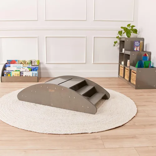Miniatura 9 de ECR4Kids Mecedora y centro de juegos de escalones, de madera, muebles Montessori, Grey Wash