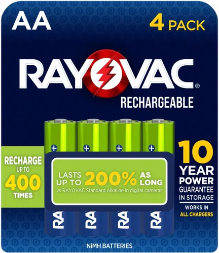 Rayovac Baterías AA recargables, baterías recargables dobles A (4 unidades)