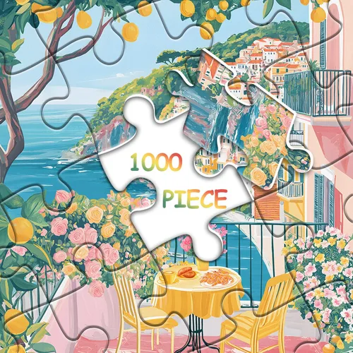 Miniatura 8 de Italia Cinque Terre Rompecabezas Rompecabezas para Adultos 1000 Piezas, Rompecabezas de Playa Colorido con Flor, Arte de Paisaje Oceánico de Verano