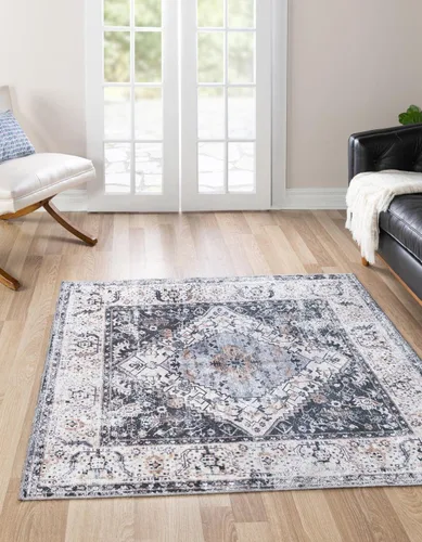 Miniatura 18 de Unique Loom Yara Collection - Alfombra de área Yash (2' x 3' Rectángulo, Lino Carbón/Beige)