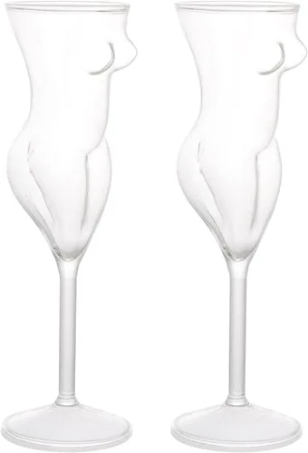 Miniatura 8 de 2 vasos de cristal transparente sexy Naked Miss con forma de cuerpo, vaso de cóctel transparente soplado a mano para cócteles, fiestas, decoración