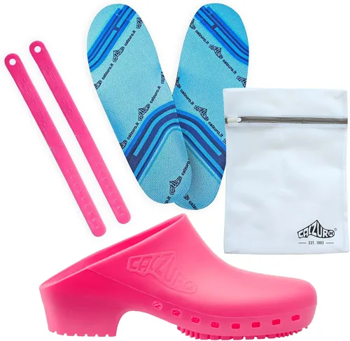 Miniatura 15 de CALZURO Zuecos de Trabajo Clásicos Sin Agujeros - Zuecos de Enfermería Unisex - Zapatos Antideslizantes - Zapatos de Cocina de Goma Autoclavables