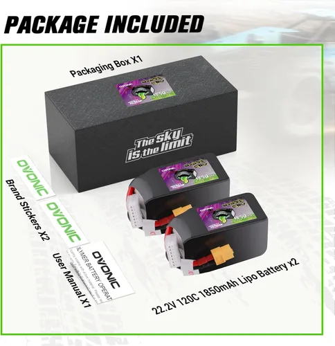 Miniatura 6 de OVONIC 6S 1850mAh Lipo Batería 22.2V 120C Batería con enchufe XT60 para RC Car Truck RC Vehículos RC Barco, Dron, Avión RC Quadcopter Helicóptero