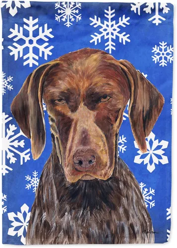Miniatura 163 de Caroline's Treasures SC9374GF Bulldog English Snow flakes Holiday Garden Flag Buzón Bandera decorativa para patio exterior, patio, obras de arte