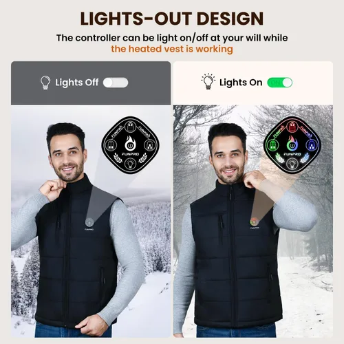 Miniatura 4 de Heated Vest for Men, 5 in-1 Smart Controller, Lights-out Design, Lightweight (Battery Pack Not Included)