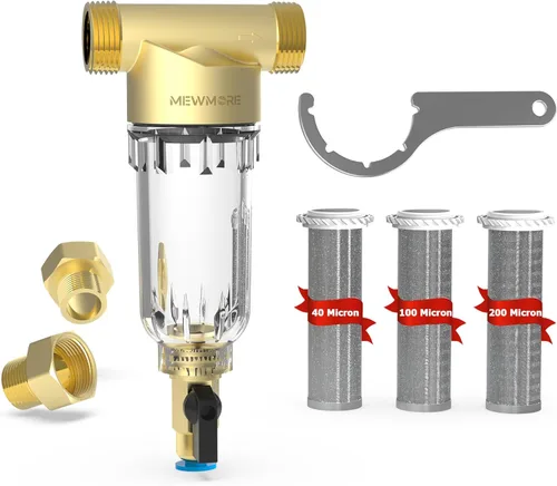 WHC40 Filtro de sedimentos, filtro de agua reutilizable de centrifugado de sedimentos de 40 y 100 y 200 micras, filtro de agua para toda la casa
