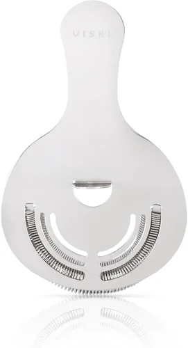 Viski Hawthorne and Bartending - Colador de cóctel de acero inoxidable para bebidas con asas plateado