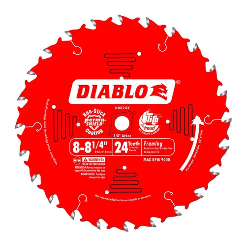 Miniatura 2 de Freud D0824X Diablo - Hojas de sierra para enmarcar con corte fino ATB de 8-1/4 pulgadas, 24 dientes, paquete de 2