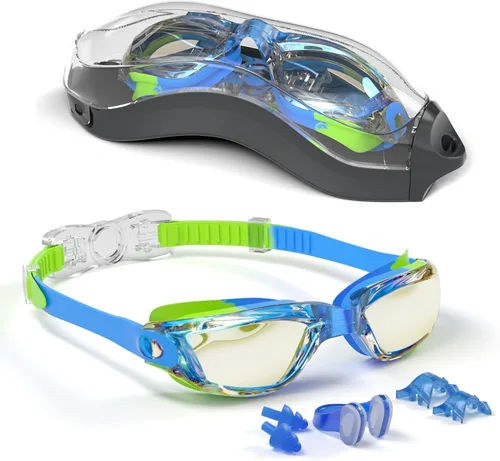 Miniatura 8 de gafas de natación para niños con pinza para la nariz, tapones para los oídos, puente de nariz para niños de 3 a 15 años Negro