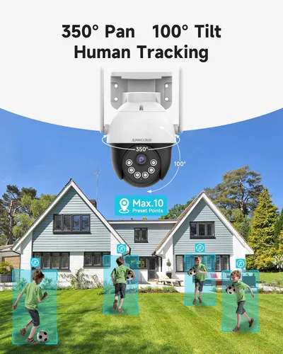 Miniatura 6 de Cámara de seguridad celular 4G LTE inalámbrica para exteriores, sin cámara WiFi con seguimiento automático de inclinación panorámica de 360°, alerta