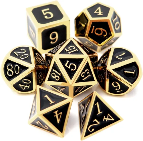 Miniatura 24 de Haxtec - Juego de dados de metal DND, dados poliédricos D&D compatibles con Dungeons and Dragons, regalo TTRPG, dados de metal bronce antiguo