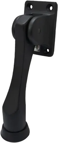 QCAA Tope de puerta desplegable de latón macizo, 4 pulgadas, negro mate, paquete de 1