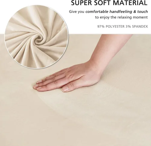 Miniatura 3 de NICEEC Funda para Sofá Biplaza Súper Suave de 1 Pieza Funda Deslizable para Sofás Biplaza Beige Elástica Universal de Spandex Fundas para Sofá