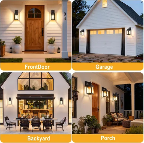 Miniatura 3 de EJIAXIN Iluminación al aire libre del anochecer al amanecer, luces negras para porche, luz al aire libre, lámpara de montaje en pared, lámpara