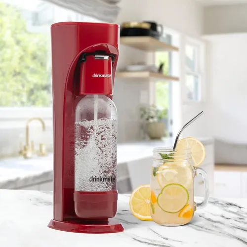 Miniatura 4 de Máquina para hacer agua con gas DrinkMate, con cilindro de 3 oz, Rojo Royal Red