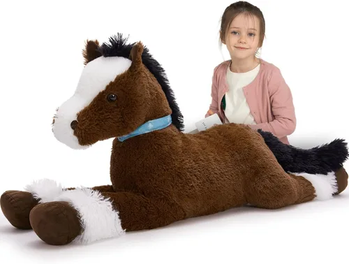 Miniatura 12 de MaoGoLan Peluche de caballo grande para niño, juguete de peluche de caballo grande para niña y niño, poni hinchable para niños, almohada de peluche