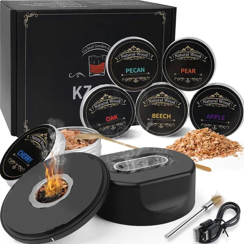 Miniatura 7 de Pistola para Ahumar Portátil, Ahumador de Cóctel para Carne, Bebidas, Queso, con Tapa para Tazas y Virutas de Madera Incluídas, Negro