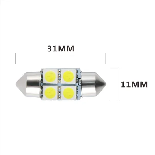 Miniatura 2 de 6 bombillas LED súper blancas de 1.220 in 4SMD 5050 para placa de matrícula, cúpula, mapa, maletero, luz LED (6)
