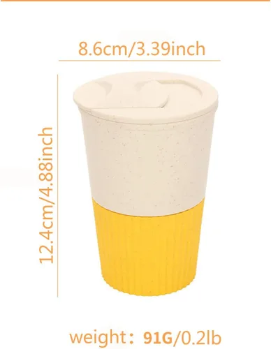Miniatura 55 de Taza de café sellada con paja de trigo, taza de plástico portátil creativa, taza de alimentos de alto valor que acompaña a beber 16.9 fl oz/17 oz