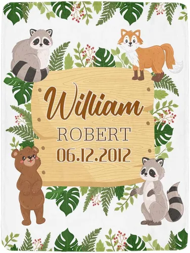 Miniatura 27 de Artsadd Manta personalizada con nombre, manta personalizada de animales de la selva, manta personalizada de safari para niños, niñas, baby shower