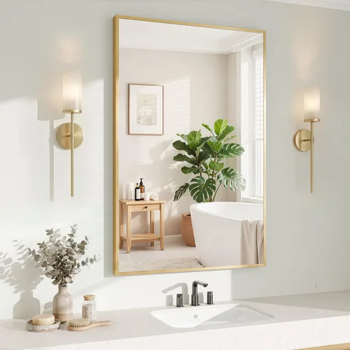 Miniatura 16 de Koonmi Espejo de pared rectangular negro, espejo de baño de 24 x 32 pulgadas, espejo de tocador con marco de aluminio para entrada, sala de estar