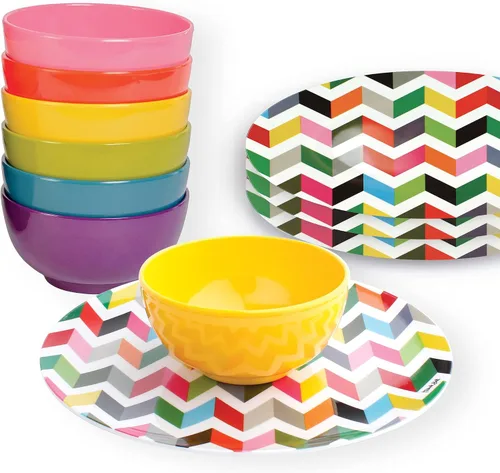 Miniatura 31 de French Bull Juego de 4 platos – Juego de 4 platos de ensalada de melamina de 9 pulgadas – Vajilla de melamina para interiores y exteriores – Foli