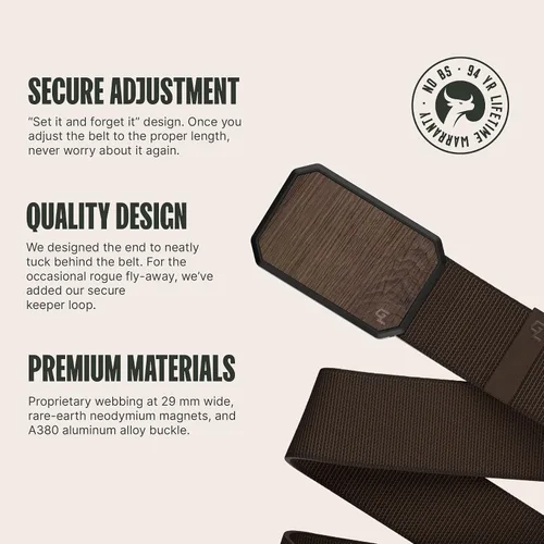 Miniatura 2 de Groove Life - Cinturón de nailon elástico para hombre con hebilla magnética de aluminio