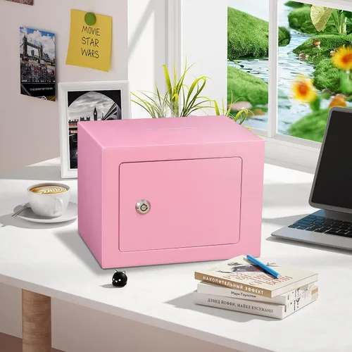 Miniatura 7 de ELLAIG Caja de seguridad pequeña 0.23 pies cúbicos Caja de seguridad para dinero en efectivo Mini Caja de seguridad con cerradura 9.05 x 6.7 x 6.7