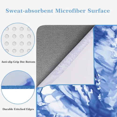 Miniatura 3 de Toalla de yoga caliente con bolsillos en las esquinas, 70 x 26 pulgadas, antideslizante y absorbente del sudor, manta de yoga de microfibra suave