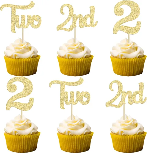 Miniatura 11 de 24 piezas de adornos para cupcakes de tercer cumpleaños, adornos para cupcakes de tercer cumpleaños con purpurina, tres adornos para cupcakes